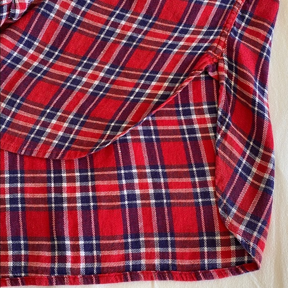 Ralph Lauren RL Utility linen cotton blend plaid shirt button front tunic hem M - Picture 10 of 12